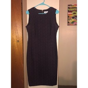 CALVIN KLEIN Purple & Black Patterned Dress